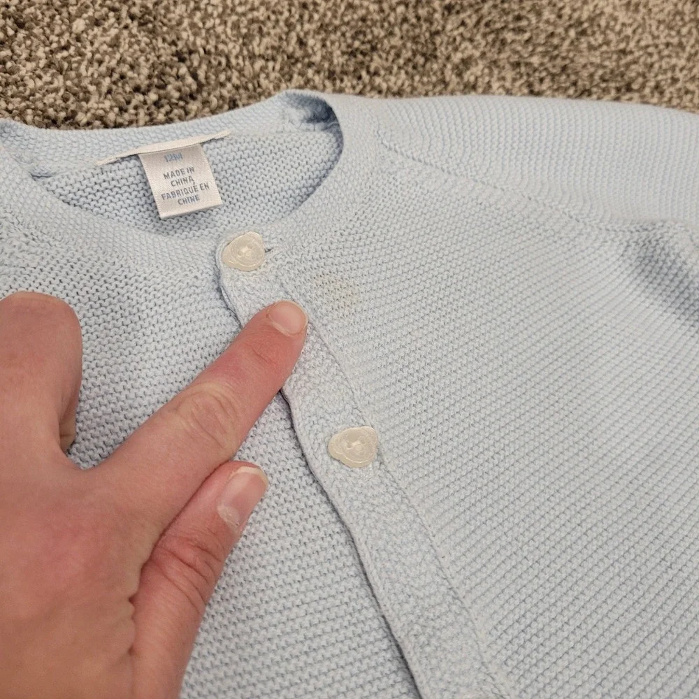Ralph Lauren Baby Boy Light Blue Cotton Knit Cardigan Sweater Bear Buttons 12M